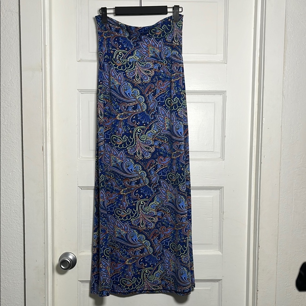 Blue and Purple Maxi Slip Skirt for Resort Wear